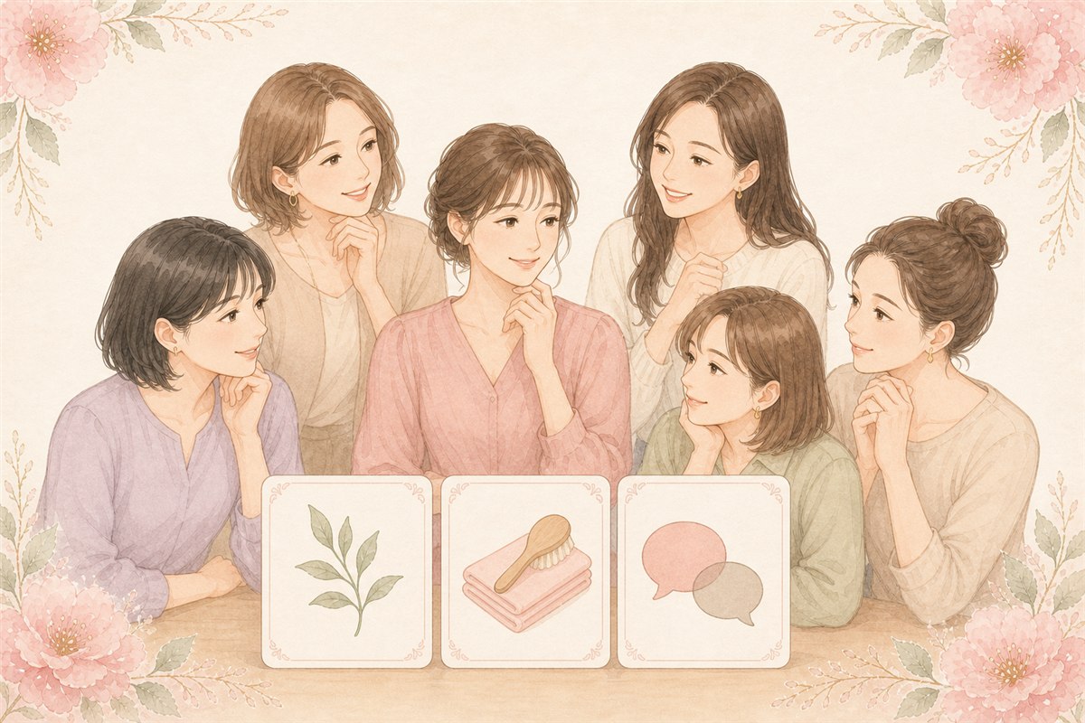 VIO脱毛をしていない女性も珍しくないことを多様な選択肢で示すイラスト