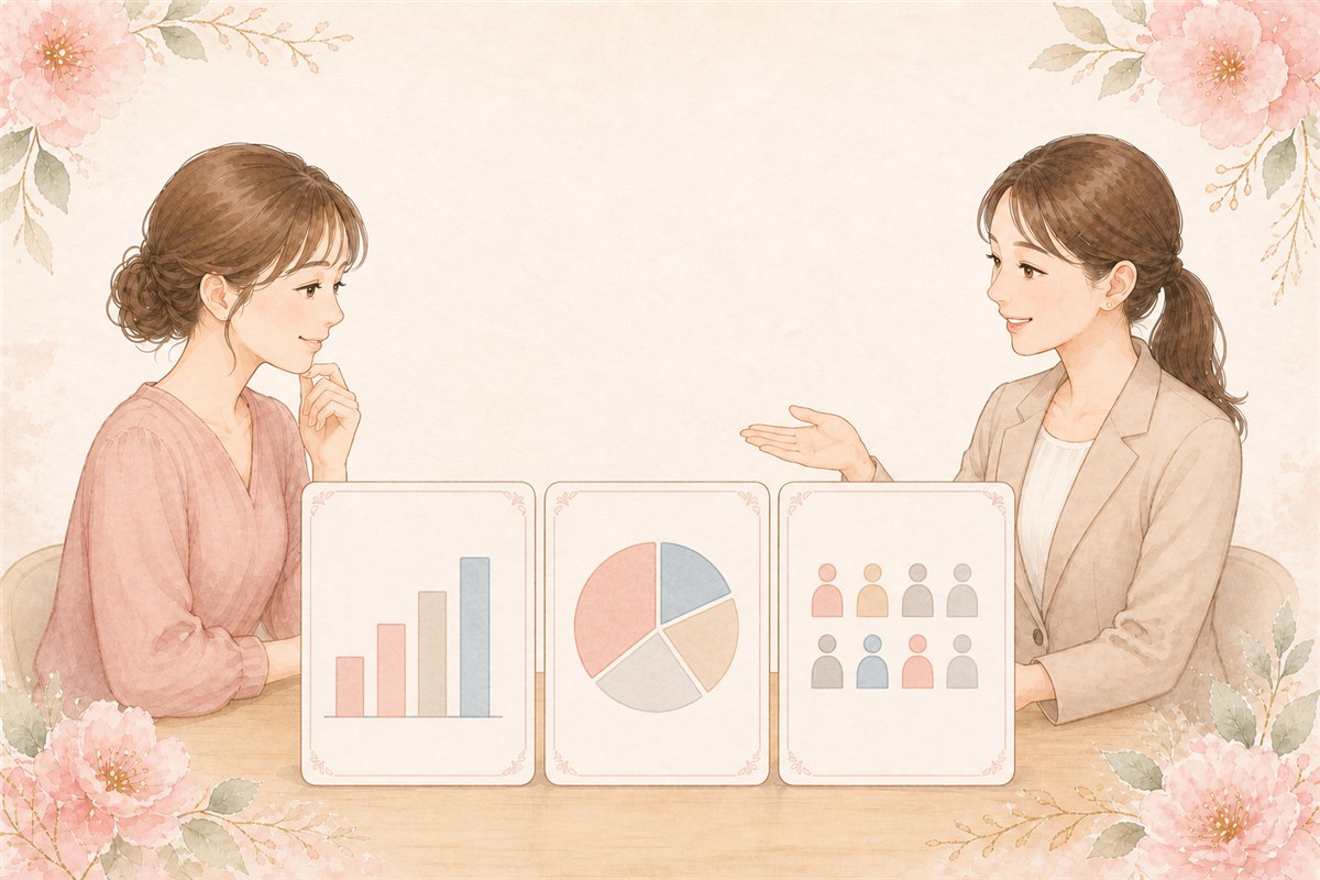 VIO脱毛の割合を条件の異なる全国調査3件で比較する女性のイラスト