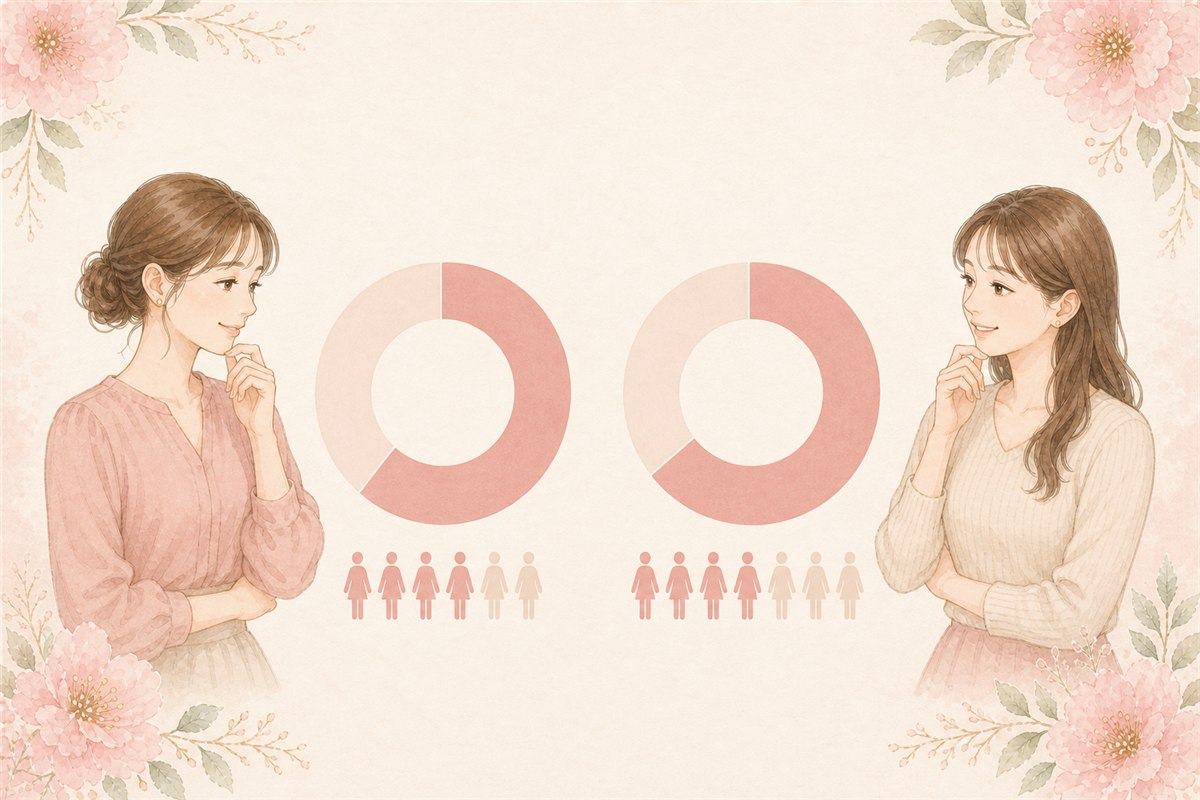 20代・30代にもVIO脱毛未経験者が4割以上いることを示す年代別グラフのイラスト