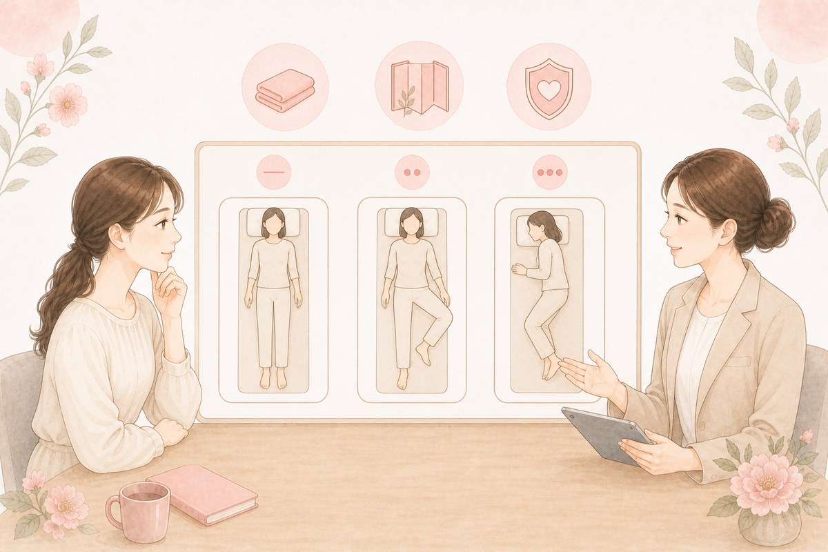 V・I・Oライン別の施術体勢を確認する女性