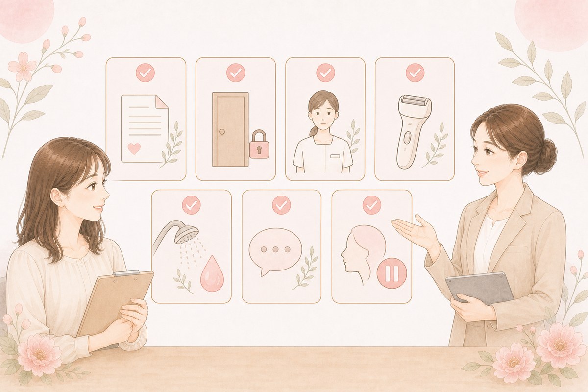 VIO脱毛の恥ずかしさを減らす7つの対策を確認する女性