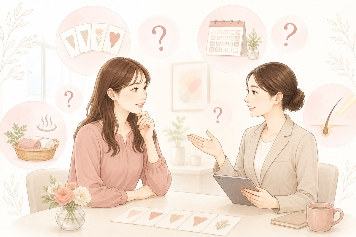 VIO脱毛で全部なくすことについて質問する女性のイメージ