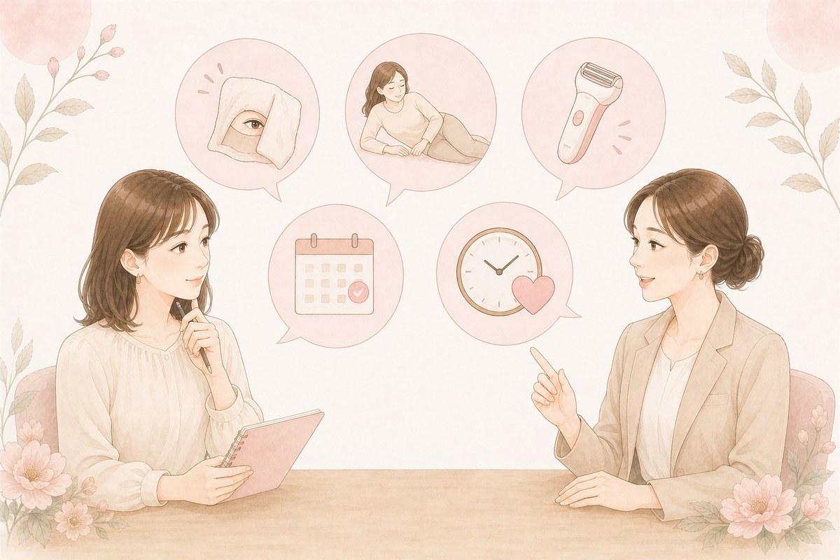 VIO脱毛の恥ずかしさに関する質問を相談する女性
