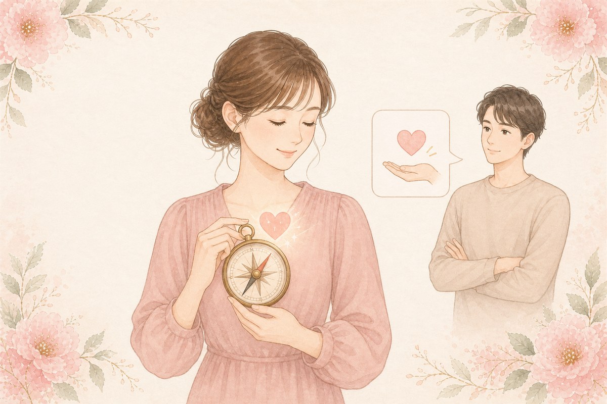 男性やパートナーの意見より自分の希望を大切にする女性のイラスト