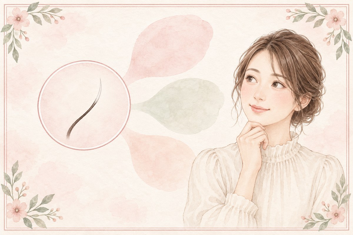 アンダーヘアの毛先が白くても白髪とは限らないことを示す図