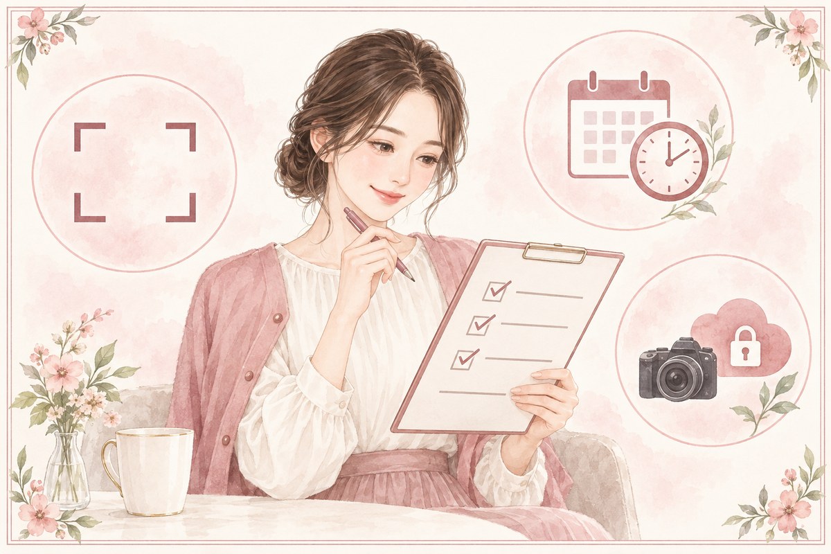 VIO写真の撮影範囲・タイミング・方法を確認する女性