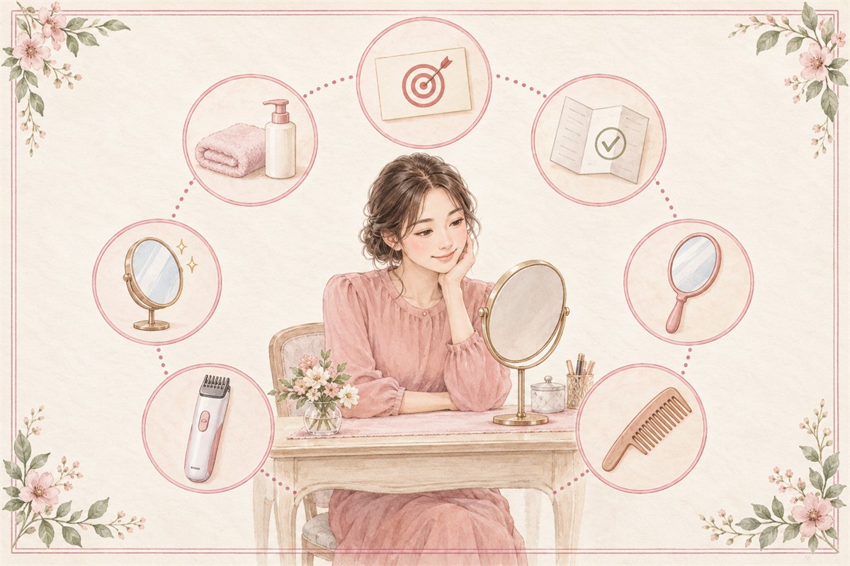 VIOの長さを自然に整える7ステップのイラスト