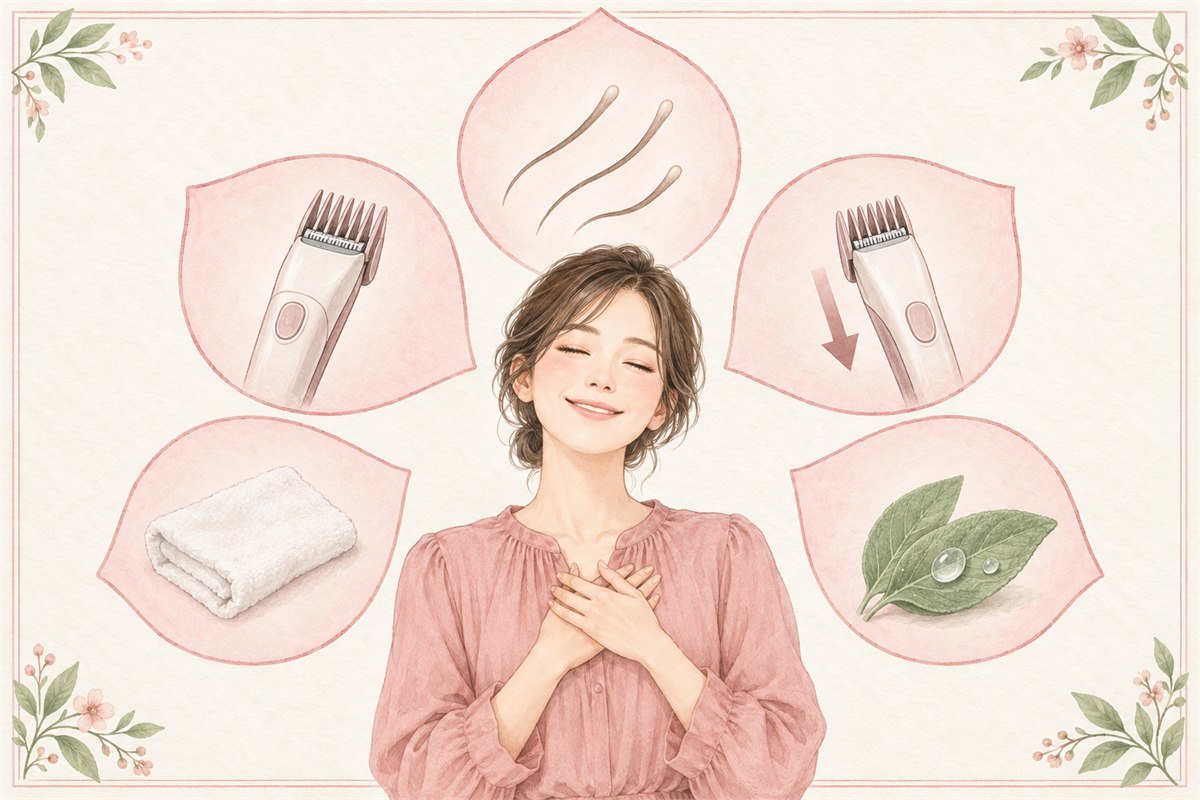 VIO自己処理後のチクチクとかゆみを減らす5つのポイントのイラスト